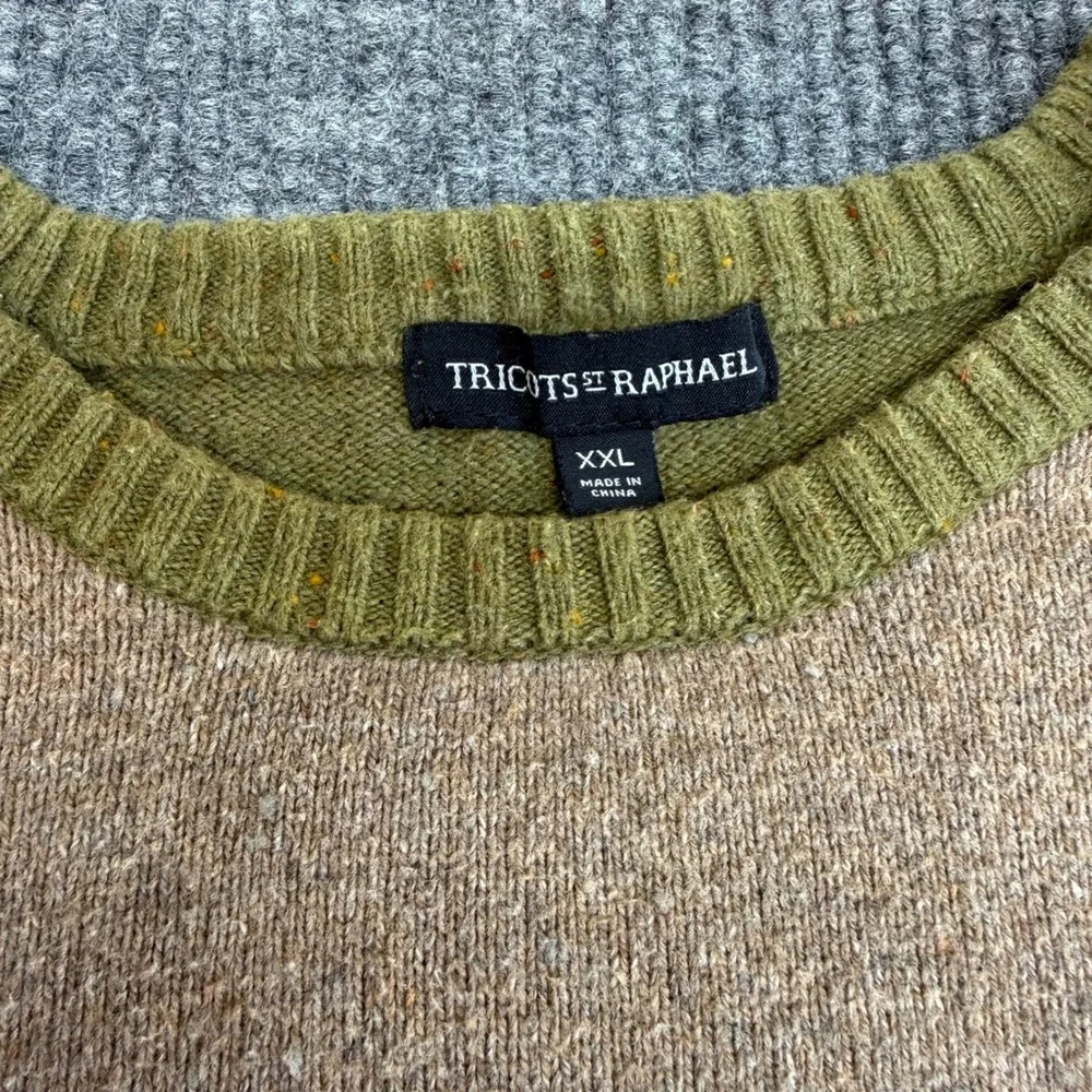 Colorblock Pullover Sweater Mens XXL Elbow Patch Grandpa Core Cozy Vintage